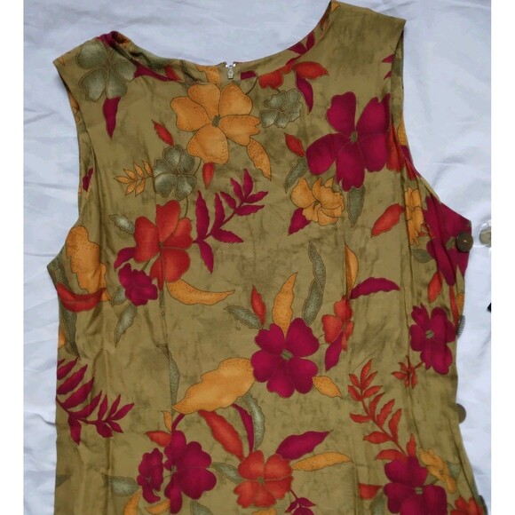 Vintage Tropical Floral Maxi Dress Sleeveless 100% Rayon Beach Cruise Womens 16 - Picture 6 of 13
